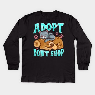 Adopt Don't Shop Cat & Dog Kids Long Sleeve T-Shirt